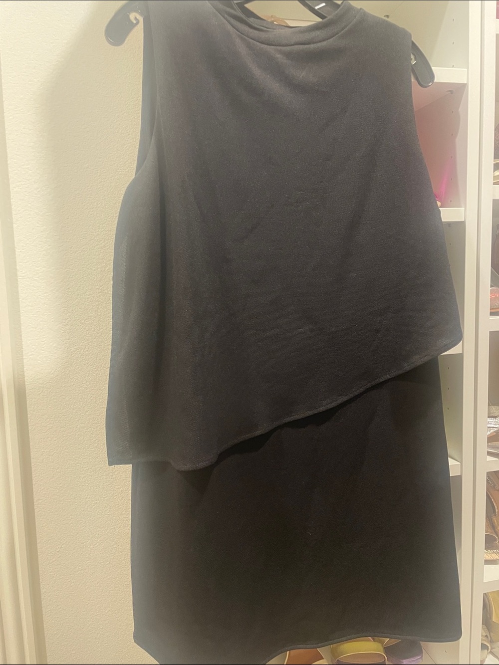 Zara Black Asymmetrical Layered Sleeveless Dress